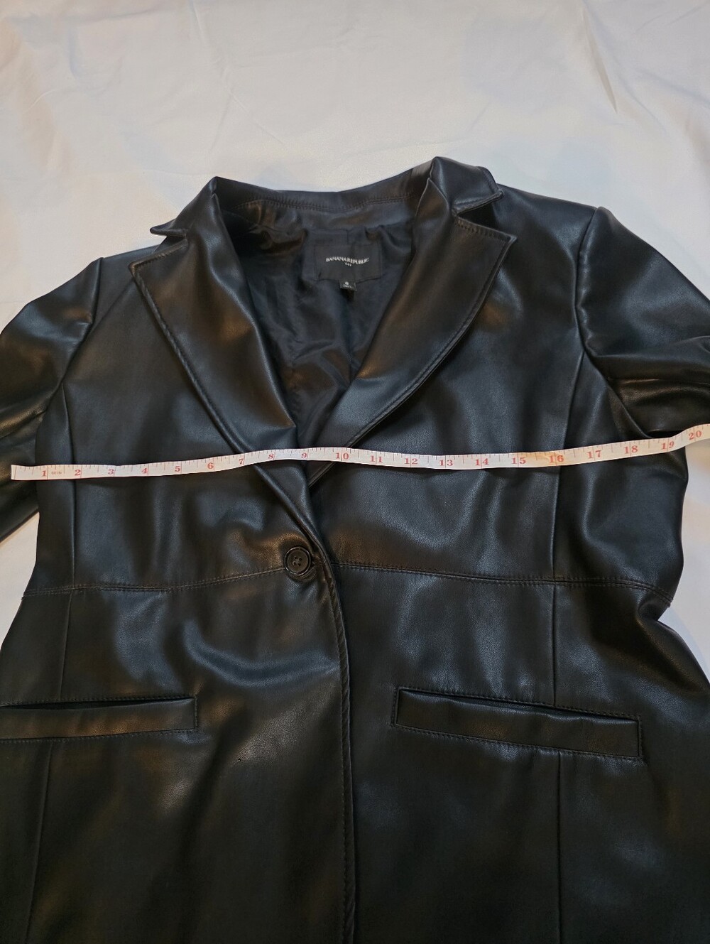 Banana Republic Faux Leather Blazer Jacket Black Women's 8 Petite Classic - Picture 8 of 11